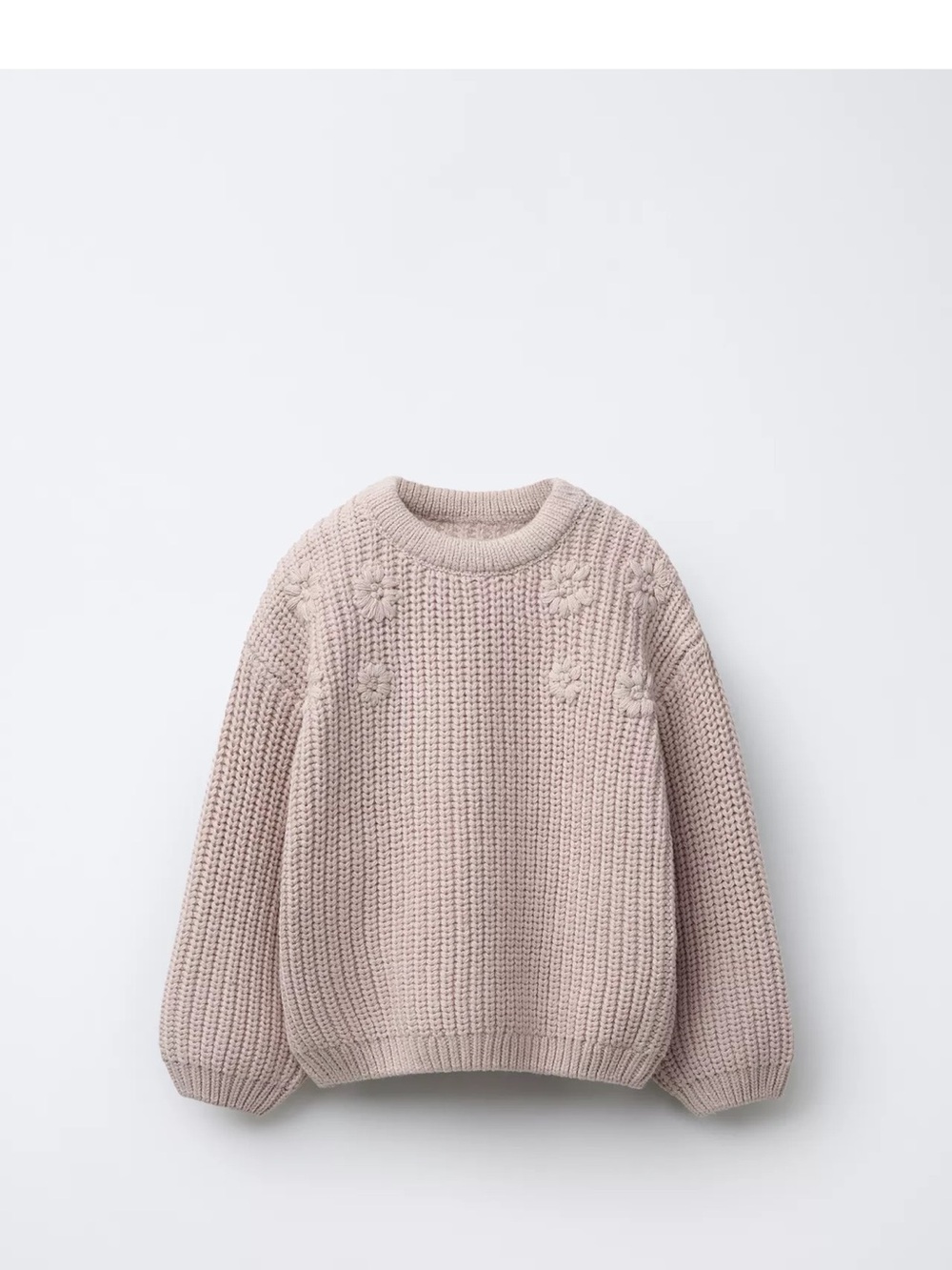 Zara: Chunky Knit Crewneck Sweater in Pale Blush size 5T